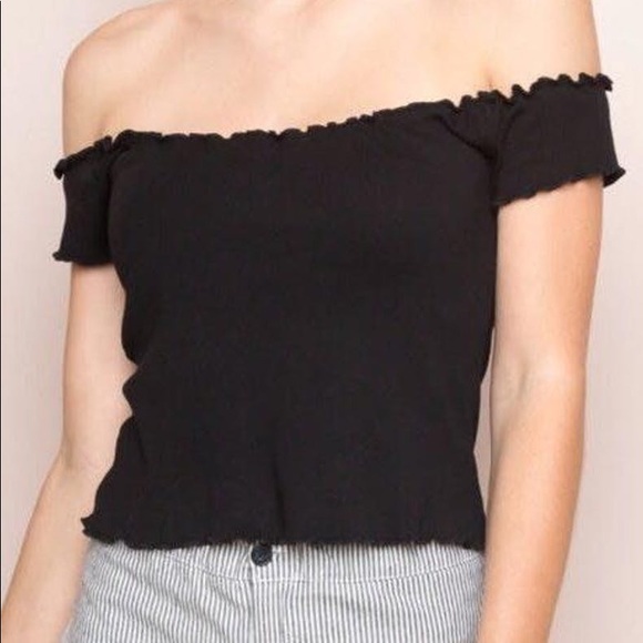 Brandy Melville Tops - John galt black ruffled off the shoulder top